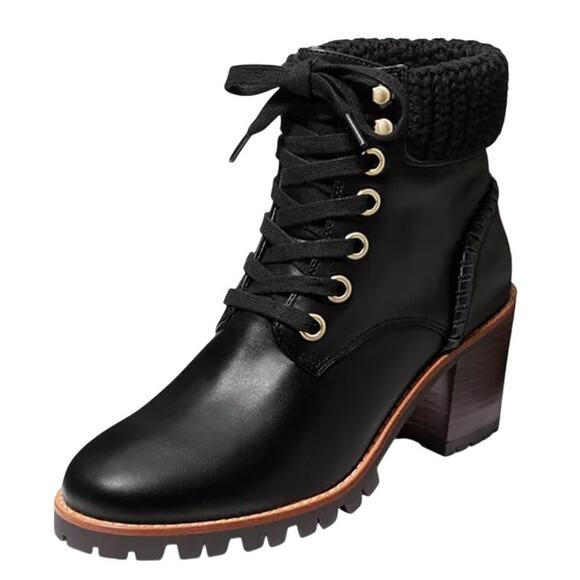 Jack Rogers Womens Harper Hiker Booties US 7.5 Black Leather Water Resistant NIB - Picture 2 of 12